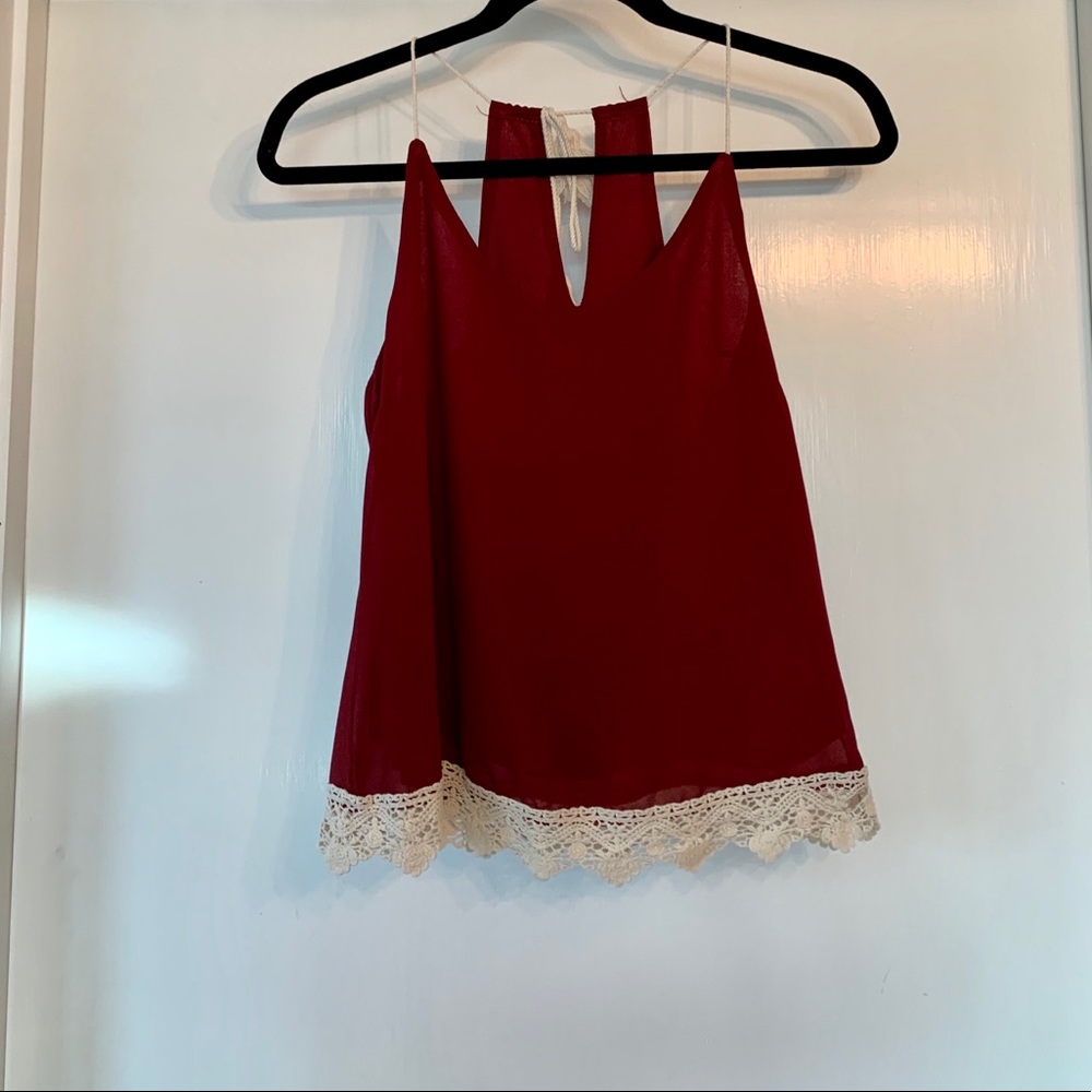Maroon Lace Halter Top